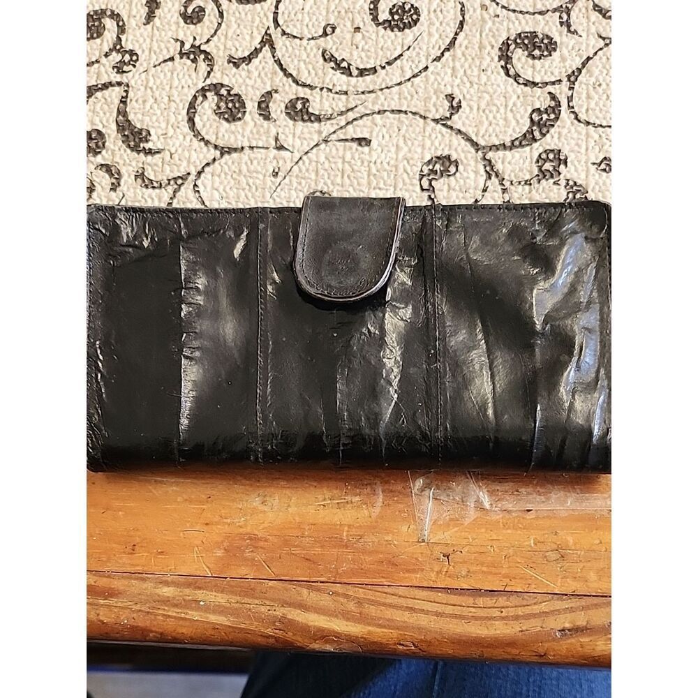 Classic Black Eel Skin Clutch Wallet
